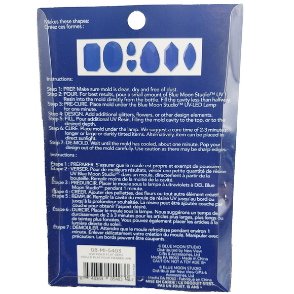 Blue Moon UV Resin Craft Mold Silicone Faceted Gems Necklace Pendants Earrings - Picture 2 of 3